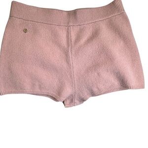 Sandro Blush Pink Knit Bike Shorts with Gold Emblem